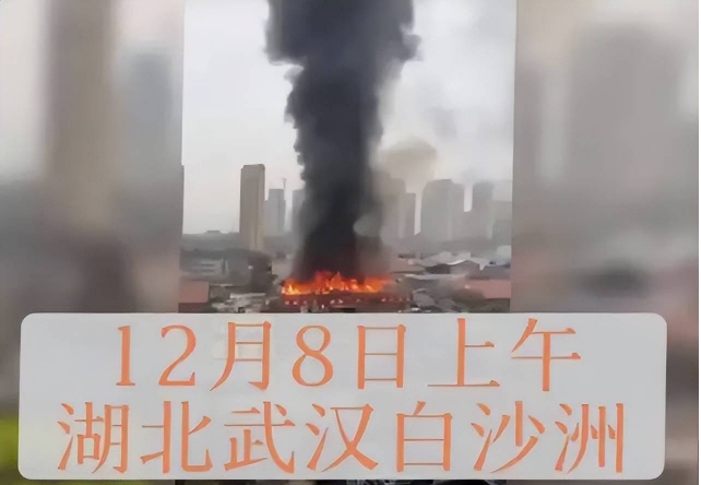 武汉一工业园突发火灾， 黑烟冲天